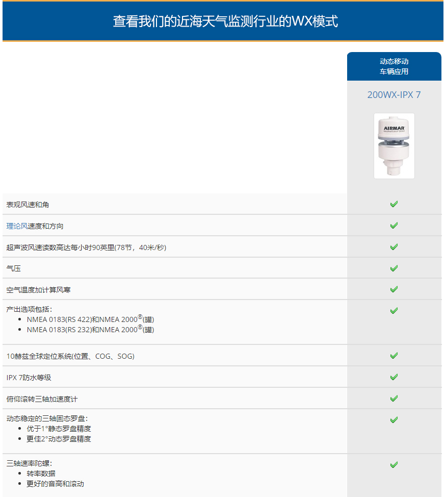 AIRMAR 200WX-IPX7 44-849-1-01浮標(biāo)專用氣象站